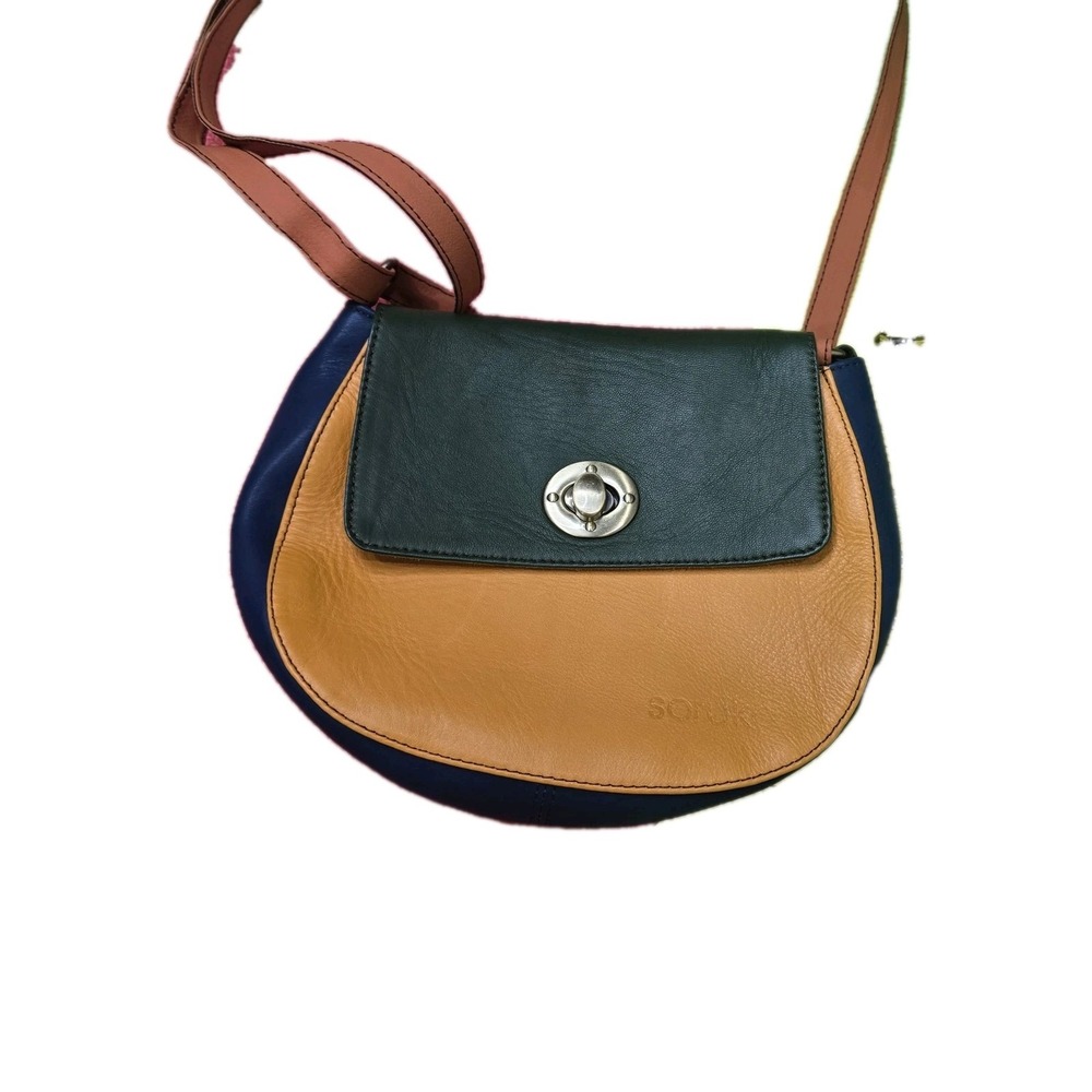 Soruka Recycled Leather Crossbody Bag Multicolor Handcrafted One of a Kind Purse